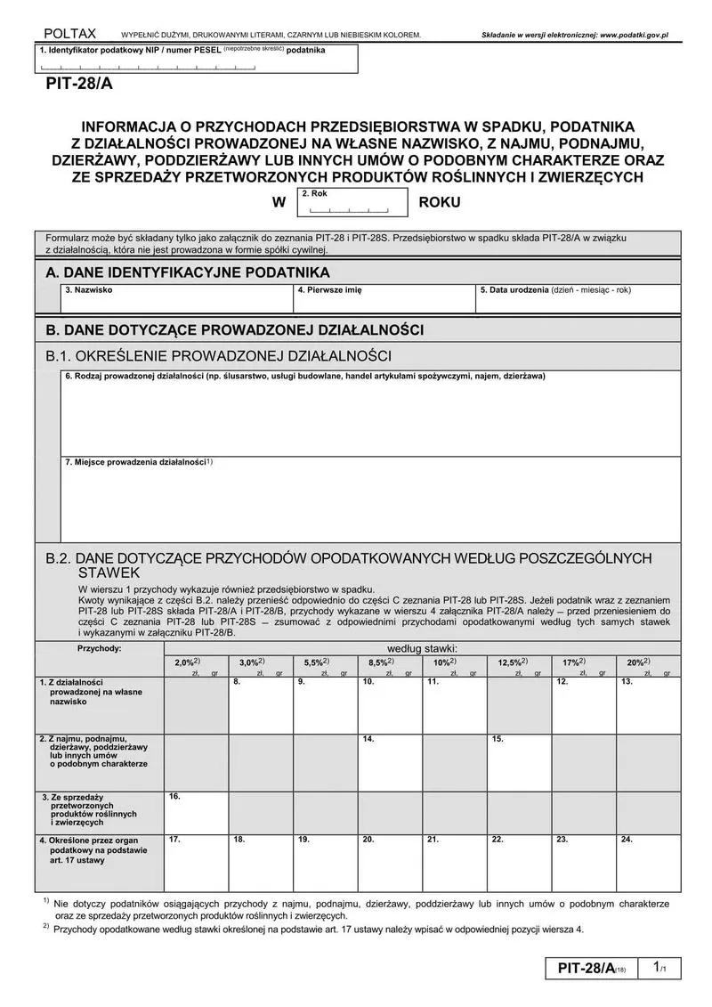 Terminy rozliczenia PIT 28
